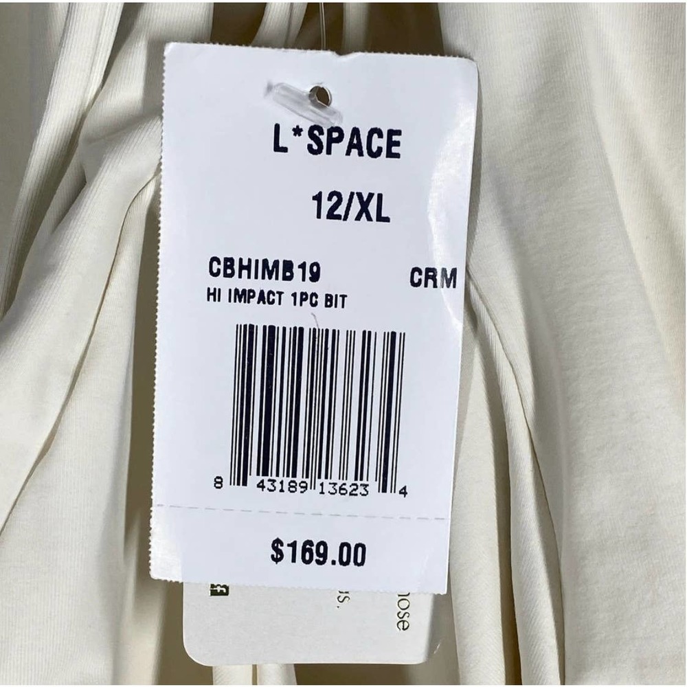 L Space High Impact One Piece Bitsy Cut Swimsuit Cream Tan Sz 12 XL NWT - Picture 7 of 12